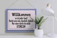 Blechschild Spruch 40x30cm Willkommen es ist jeder Gast