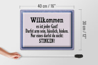 Blechschild Spruch 40x30cm Willkommen es ist jeder Gast