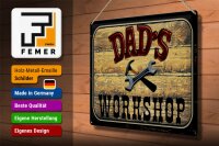 Blechschild Hinweis 40x30cm Dad´s Workshop Werkzeug