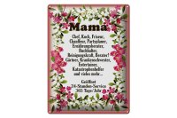 Blechschild Spruch 30x40cm Mama Chef Koch Friseur Blumen