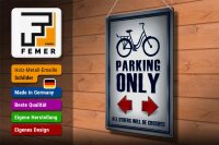 Blechschild Parken 30x40cm Bike parking only left right