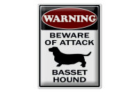 Blechschild Hinweis 30x40cm beware of attack Basset Hound