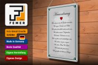 Blechschild Spruch 30x40cm Hausordnung wir Zeit füreinander