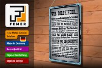 Blechschild Spruch 30x40cm wir Dorfkinder Hausaufgaben Bus