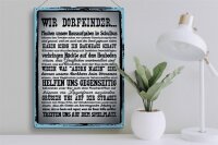 Blechschild Spruch 30x40cm wir Dorfkinder Hausaufgaben Bus