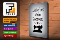 Blechschild Spruch 30x40cm Nähen Liebe hat viele Formen