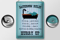 Blechschild Spruch 30x40cm Bathroom Rules if it is up put