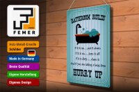 Blechschild Spruch 30x40cm Bathroom Rules if it is up put