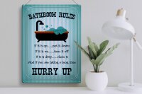 Blechschild Spruch 30x40cm Bathroom Rules if it is up put