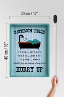 Blechschild Spruch 30x40cm Bathroom Rules if it is up put