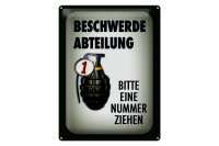 Blechschild Spruch 30x40cm Beschwerde Abteilung bitte Nr.