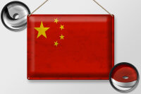 Blechschild Flagge 40x30cm China Fahne  Wanddeko