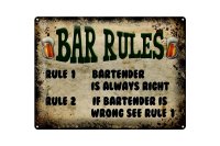 Blechschild Spruch 40x30cm Bier Bar Rules Bartender always