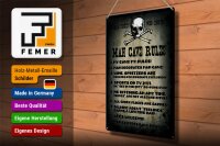 Blechschild Spruch 30x40cm Man cave rules wine spritzers