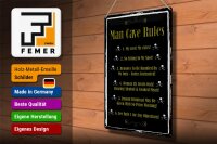 Blechschild Spruch 30x40cm Man cave Rules no sitting Spot