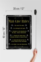 Blechschild Spruch 30x40cm Man cave Rules no sitting Spot