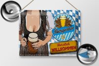 Blechschild Spruch 40x30cm Biergarten Willkommen Bayern