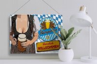 Blechschild Spruch 40x30cm Biergarten Willkommen Bayern