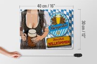 Blechschild Spruch 40x30cm Biergarten Willkommen Bayern