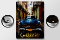 Blechschild Spruch 30x40cm Cuba blaues Auto