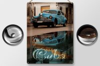 Blechschild Spruch 30x40cm Cuba Auto blau Oldtimer
