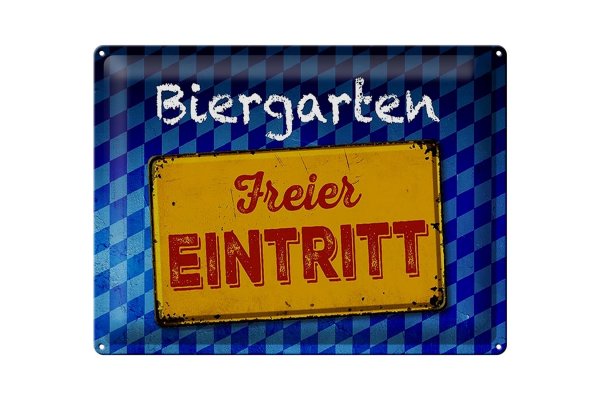 Blechschild Bayern 40x30cm Biergarten freier Eintritt