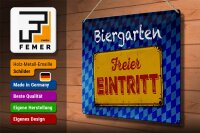 Blechschild Bayern 40x30cm Biergarten freier Eintritt