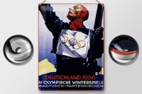 Blechschild Spruch 30x40cm Olympische Winterspiele 1936