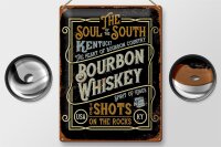 Blechschild Spruch 30x40cm Bourbon Whiskey shots on rocks