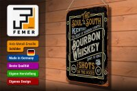 Blechschild Spruch 30x40cm Bourbon Whiskey shots on rocks
