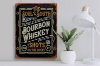 Blechschild Spruch 30x40cm Bourbon Whiskey shots on rocks
