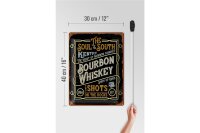 Blechschild Spruch 30x40cm Bourbon Whiskey shots on rocks