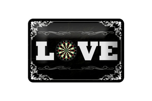 Blechschild Spruch 18x12cm Love Darts Wanddeko