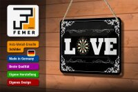 Blechschild Spruch 18x12cm Love Darts Wanddeko