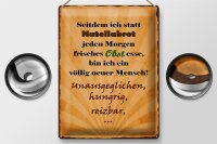 Blechschild Spruch 30x40cm statt Nutellabrot frisches Obst