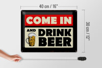 Blechschild Spruch 40x30cm come in and drink beer Bier