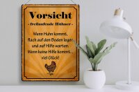 Blechschild Spruch 30x40cm Vorsicht freilaufende Hühner