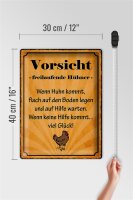 Blechschild Spruch 30x40cm Vorsicht freilaufende Hühner