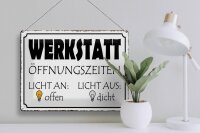 Blechschild Spruch 40x30cm Werkstatt Licht an offen dicht