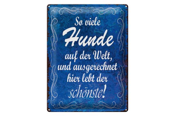 Blechschild Spruch 30x40cm so viele Hunde auf der Welt