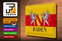 Blechschild Flagge 40x30cm Baden Wappen  Wanddeko