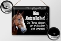 Blechschild Spruch 40x30cm bitte Abstand halten Pferde