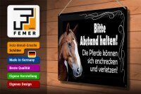 Blechschild Spruch 40x30cm bitte Abstand halten Pferde