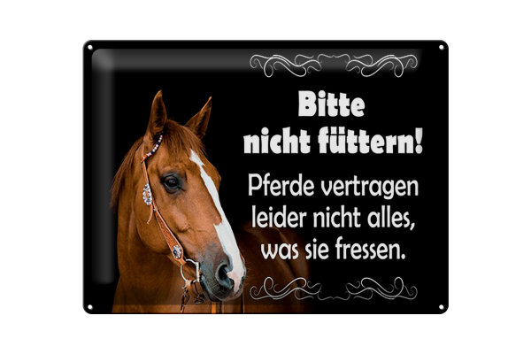 Blechschild Spruch 40x30cm bitte nicht füttern Pferde