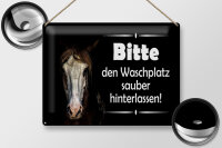 Blechschild Spruch 30x40cm Pferde bitte Waschplatz sauber