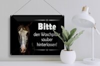 Blechschild Spruch 30x40cm Pferde bitte Waschplatz sauber