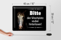 Blechschild Spruch 30x40cm Pferde bitte Waschplatz sauber