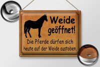 Blechschild Spruch 40x30cm Weide geöffnet Pferde dürfen
