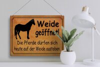 Blechschild Spruch 40x30cm Weide geöffnet Pferde dürfen