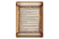 Blechschild Spruch 30x40cm 10 Gebote für Mädchen du sollst
